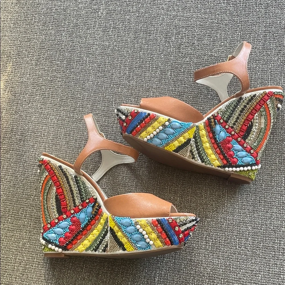 Alice + Olivia Multicolor Beaded Wedges - Picture 1 of 4